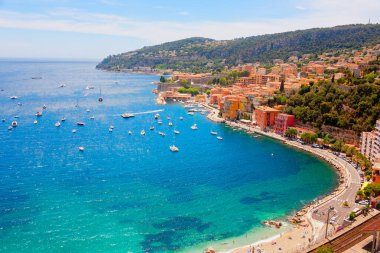 Villefranche-sur-Mer 'in panoramik manzarası, Cte d' Azur, Fransa