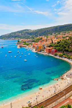 Villefranche-sur-Mer 'in panoramik manzarası, Cte d' Azur, Fransa