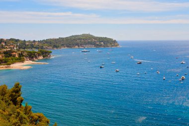 Villefranche-sur-Mer 'in panoramik manzarası, Cte d' Azur, Fransa