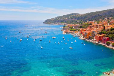 Villefranche-sur-Mer 'in panoramik manzarası, Cte d' Azur, Fransa