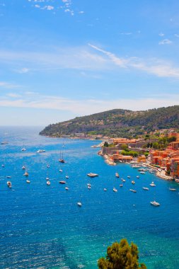 Villefranche-sur-Mer 'in panoramik manzarası, Cte d' Azur, Fransa