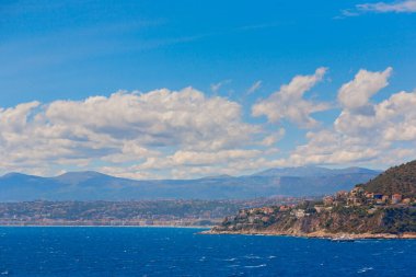 Cote d 'Azur' un panoramik manzarası, Fransız Rivierası, Fransa