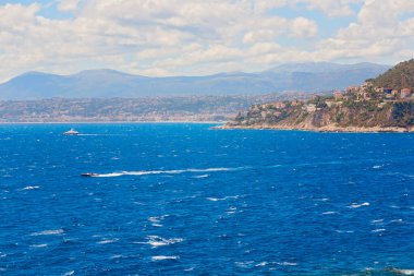 Cote d 'Azur' un panoramik manzarası, Fransız Rivierası, Fransa