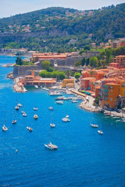 Villefranche-sur-Mer 'in panoramik manzarası, Cte d' Azur, Fransa