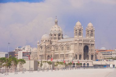 Fransa, Marsilya 'daki La Major Katedrali' nin panoramik manzarası