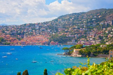 Cote d 'Azur' un panoramik manzarası, Fransız Rivierası, Fransa