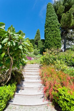 Villa ve Bahçe 'nin panoramik manzarası: Ethe de Rothschild, Cote d' Azur, French Riviera, Fransa