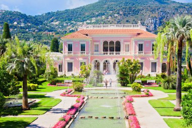 Villa ve Bahçe 'nin panoramik manzarası: Ethe de Rothschild, Cote d' Azur, French Riviera, Fransa