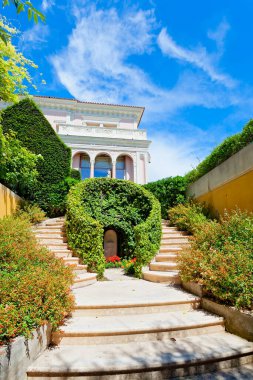 Villa ve Bahçe 'nin panoramik manzarası: Ethe de Rothschild, Cote d' Azur, French Riviera, Fransa