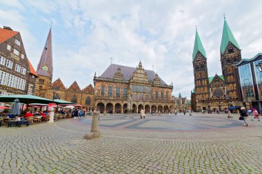 Bremen 'in Eski Kenti, Almanya' nın Panoramik Görünümü