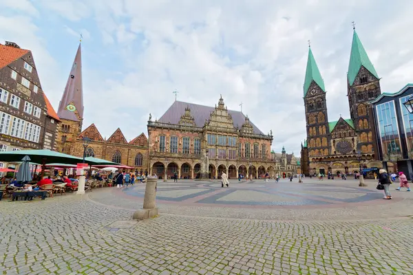 Bremen 'in Eski Kenti, Almanya' nın Panoramik Görünümü