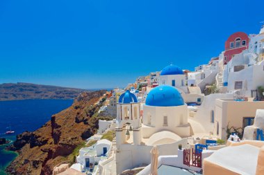 Panoramic view of Santorini Island at sunset, Cyclades Islands, Greece