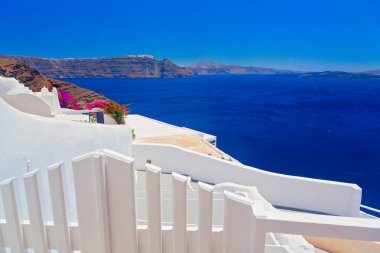 Panoramic view of Santorini Island at sunset, Cyclades Islands, Greece