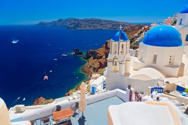 Panoramic view of Santorini Island at sunset, Cyclades Islands, Greece