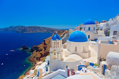 Panoramic view of Santorini Island at sunset, Cyclades Islands, Greece