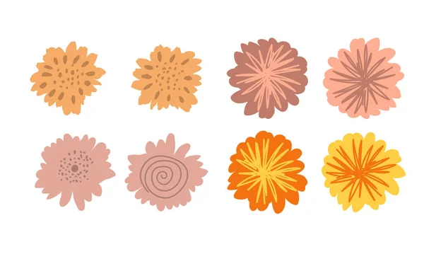 Simple Abstrait Dessiné Main Fleurs Gribouillis Retro Botanical Nature Contemporain — Image vectorielle