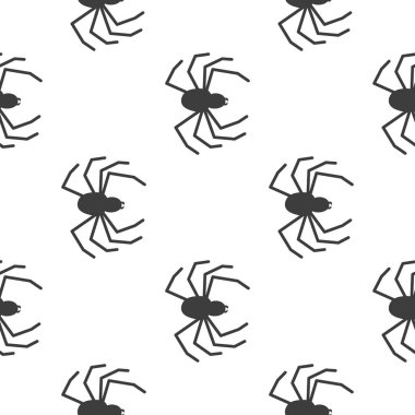 Beyaz bir arka planda örümcek vektörünün pürüzsüz deseni. Tekstil, kağıt, ambalaj kağıdı temalı böcek deseni