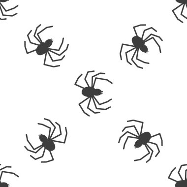 Beyaz bir arka planda örümcek vektörünün pürüzsüz deseni. Tekstil, kağıt, ambalaj kağıdı temalı böcek deseni