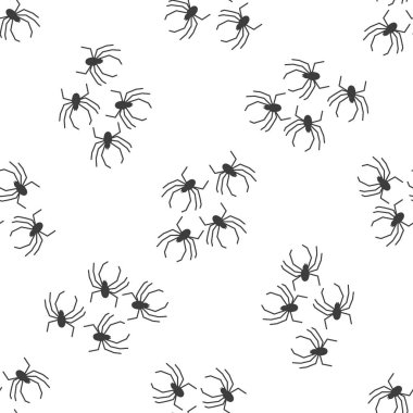 Beyaz bir arka planda örümcek vektörünün pürüzsüz deseni. Tekstil, kağıt, ambalaj kağıdı temalı böcek deseni
