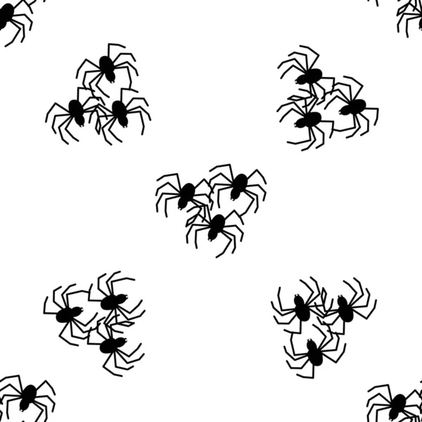 白色背景上的蜘蛛矢量无缝图案 纺织品 包装纸主题的昆虫图案印刷 — 图库矢量图片