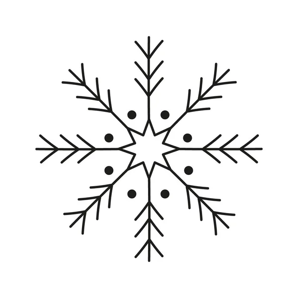 白い背景に黒い雪の結晶アイコンが孤立しています クリスマスと新年のデザイン要素 冷凍シンボル ベクトルイラスト — ストックベクタ