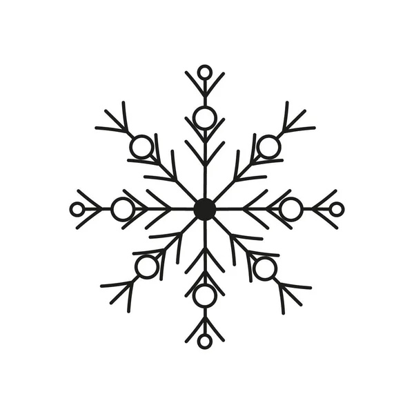 Icono Copo Nieve Negro Aislado Sobre Fondo Blanco Navidad Año — Vector de stock