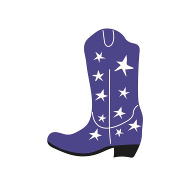  Süslü Owen Boy çizmesi. Vahşi Batı teması. El çizimi moda Vektörü izole edilmiş illüstrasyon.