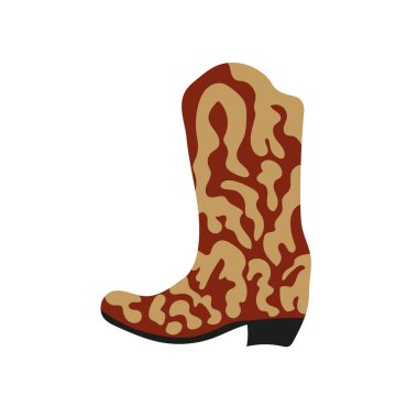  Süslü Owen Boy çizmesi. Vahşi Batı teması. El çizimi moda Vektörü izole edilmiş illüstrasyon.