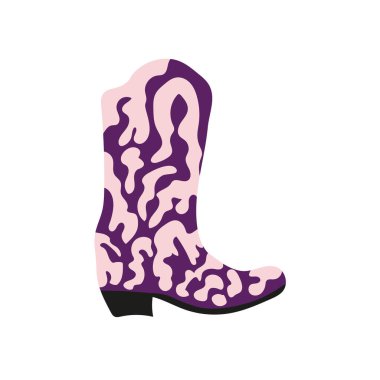  Süslü Owen Boy çizmesi. Vahşi Batı teması. El çizimi moda Vektörü izole edilmiş illüstrasyon.