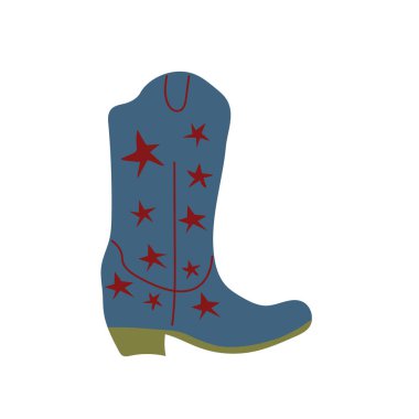  Süslü Owen Boy çizmesi. Vahşi Batı teması. El çizimi moda Vektörü izole edilmiş illüstrasyon.