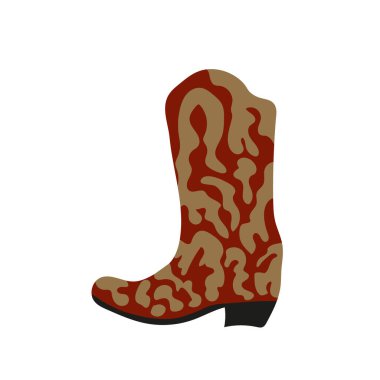  Süslü Owen Boy çizmesi. Vahşi Batı teması. El çizimi moda Vektörü izole edilmiş illüstrasyon.