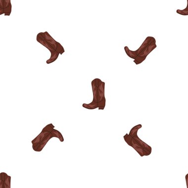 Süssüz desenli kovboy çizmeleri. Vahşi batı teması. Beyaz arkaplanda elle çizilmiş moda vektör çizimi