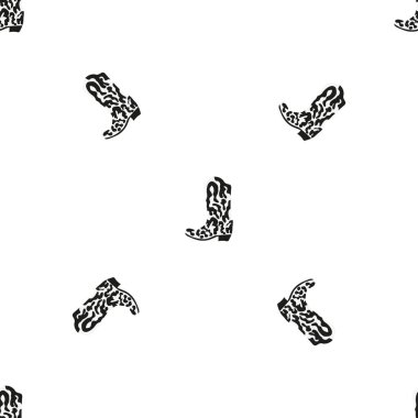 Süssüz desenli kovboy çizmeleri. Vahşi batı teması. Beyaz arkaplanda elle çizilmiş moda vektör çizimi