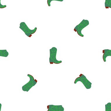 Süssüz desenli kovboy çizmeleri. Vahşi batı teması. Beyaz arkaplanda elle çizilmiş moda vektör çizimi