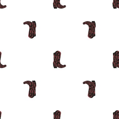 Süssüz desenli kovboy çizmeleri. Vahşi batı teması. Beyaz arkaplanda elle çizilmiş moda vektör çizimi