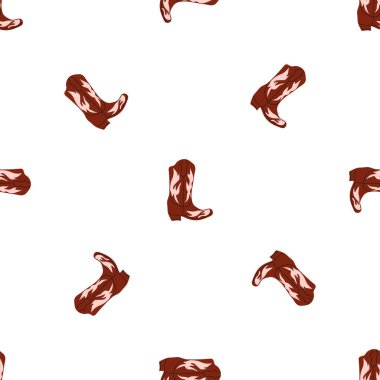 Süssüz desenli kovboy çizmeleri. Vahşi batı teması. Beyaz arkaplanda elle çizilmiş moda vektör çizimi