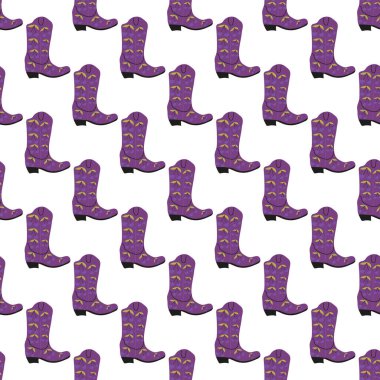 Süssüz desenli kovboy çizmeleri. Vahşi batı teması. Beyaz arkaplanda elle çizilmiş moda vektör çizimi