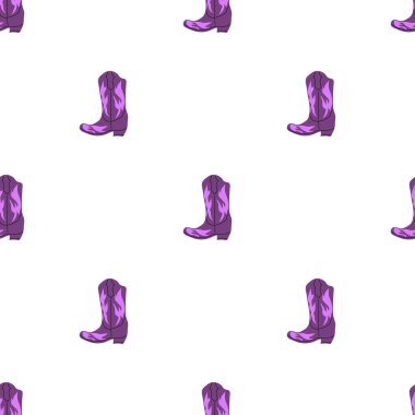 Süssüz desenli kovboy çizmeleri. Vahşi batı teması. Beyaz arkaplanda elle çizilmiş moda vektör çizimi