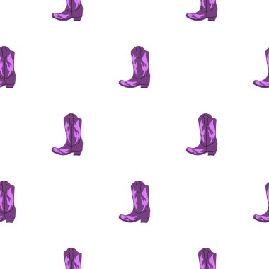 Süssüz desenli kovboy çizmeleri. Vahşi batı teması. Beyaz arkaplanda elle çizilmiş moda vektör çizimi