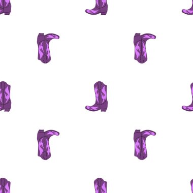 Süssüz desenli kovboy çizmeleri. Vahşi batı teması. Beyaz arkaplanda elle çizilmiş moda vektör çizimi