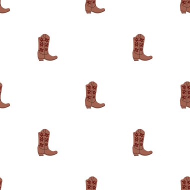 Süssüz desenli kovboy çizmeleri. Vahşi batı teması. Beyaz arkaplanda elle çizilmiş moda vektör çizimi