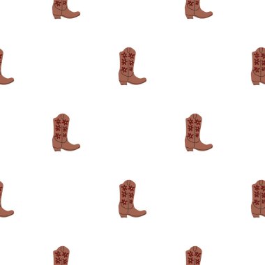 Süssüz desenli kovboy çizmeleri. Vahşi batı teması. Beyaz arkaplanda elle çizilmiş moda vektör çizimi