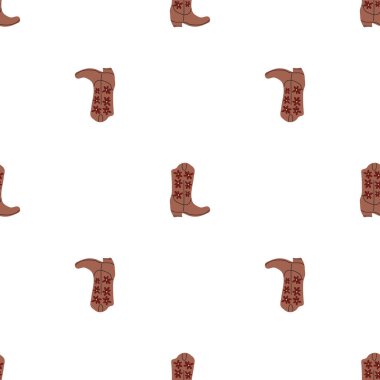 Süssüz desenli kovboy çizmeleri. Vahşi batı teması. Beyaz arkaplanda elle çizilmiş moda vektör çizimi