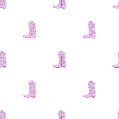 Süssüz desenli kovboy çizmeleri. Vahşi batı teması. Beyaz arkaplanda elle çizilmiş moda vektör çizimi