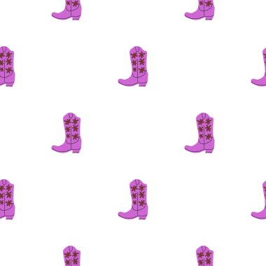 Süssüz desenli kovboy çizmeleri. Vahşi batı teması. Beyaz arkaplanda elle çizilmiş moda vektör çizimi