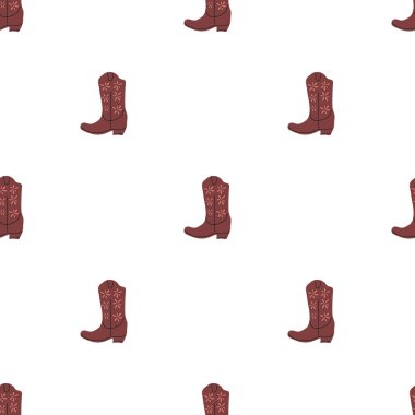 Süssüz desenli kovboy çizmeleri. Vahşi batı teması. Beyaz arkaplanda elle çizilmiş moda vektör çizimi