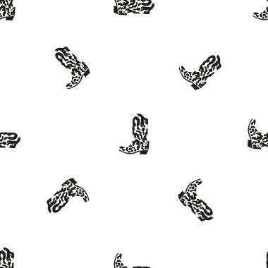 Süssüz desenli kovboy çizmeleri. Vahşi batı teması. Beyaz arkaplanda elle çizilmiş moda vektör çizimi