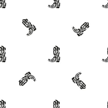 Süssüz desenli kovboy çizmeleri. Vahşi batı teması. Beyaz arkaplanda elle çizilmiş moda vektör çizimi