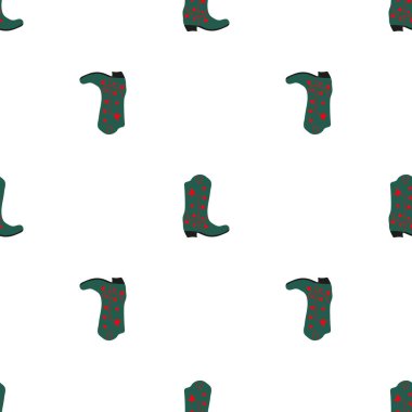 Süssüz desenli kovboy çizmeleri. Vahşi batı teması. Beyaz arkaplanda elle çizilmiş moda vektör çizimi