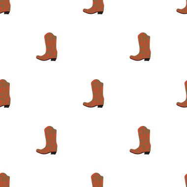 Süssüz desenli kovboy çizmeleri. Vahşi batı teması. Beyaz arkaplanda elle çizilmiş moda vektör çizimi